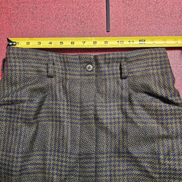 VTG 70s Christian Dior Wool Houndstooth Plaid Skirt 4 Dark Academia Preppy Tweed - Picture 6 of 10